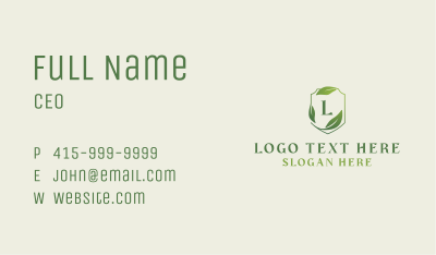 Organic Leaves Shield Business Card Image Preview