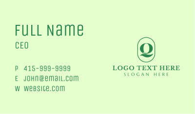 Green Organic Letter Q Business Card Image Preview