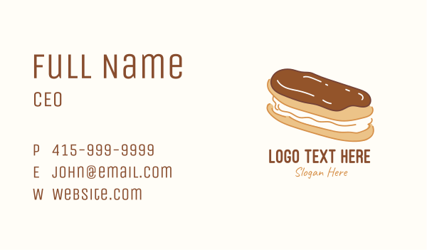 Chocolate Eclair Sweet Pastry Business Card Design Image Preview