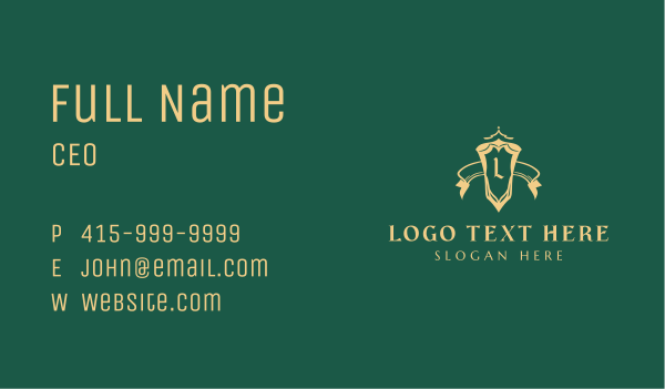 Royalty Gold Shield Business Card Design Image Preview