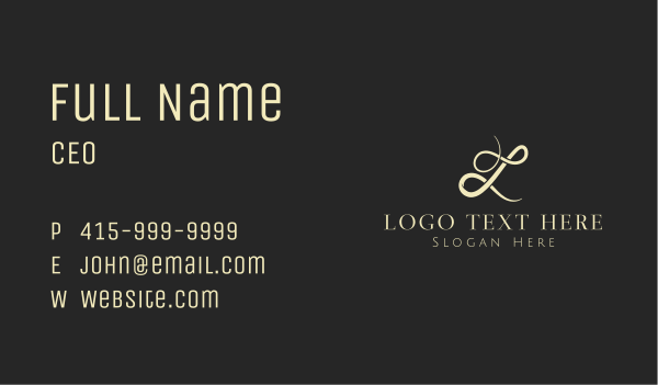 Elegant Cursive Letter L Business Card Design Image Preview
