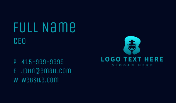 Podcast Mic Silhouette Business Card Design Image Preview