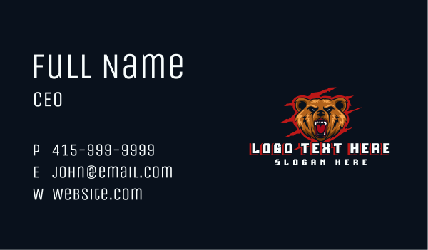 Wild Angry Bear Gaming Business Card Design Image Preview