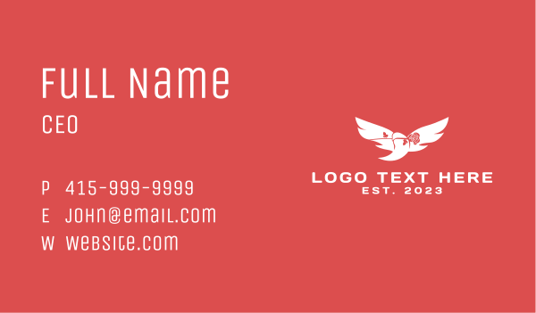 White Dove Rose Business Card Design Image Preview