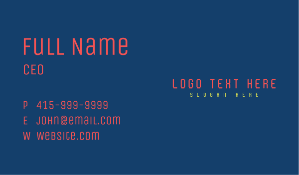 Neon Cyber Wordmark Business Card Design Image Preview