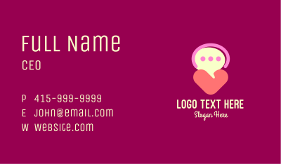 Heart Speech Bubble Business Card Image Preview