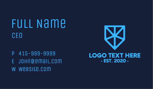 Blue Tech Shield Business Card Design Image Preview