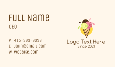 Colorful Ice Cream Shop Business Card