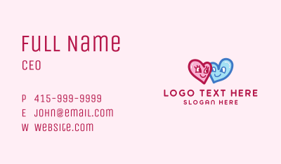 Cartoon Heart Couple Business Card Image Preview