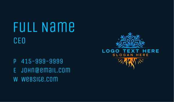 Snowflake Flame Thermal Industrial Business Card Design Image Preview