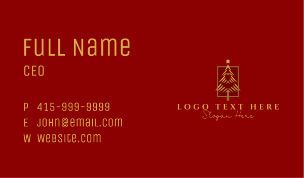 Gold Christmas Tree Business Card Design Image Preview