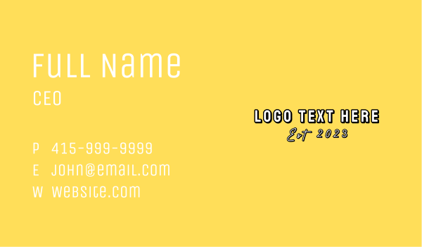 Yellow White Text Font Business Card Design Image Preview