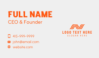 Orange Wave Letter N Business Card Design