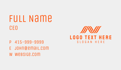 Orange Wave Letter N Business Card Image Preview