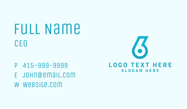 Blue Gradient Number 6 Business Card Design Image Preview