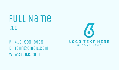 Blue Gradient Number 6 Business Card Image Preview