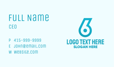 Blue Gradient Number 6 Business Card