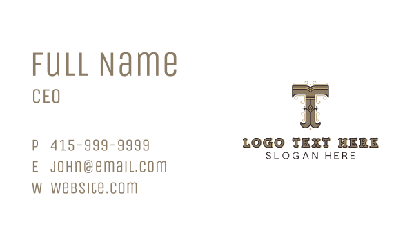 Antique Brand Artisan Letter T Business Card Design Image Preview