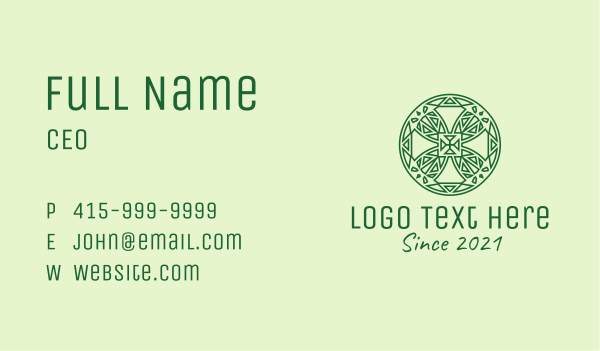 Green Organic Ornament  Business Card Design Image Preview