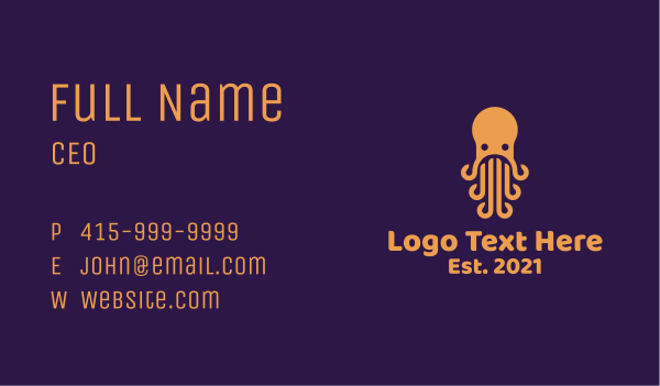 Orange Octopus Cuisine Business Card Design Image Preview