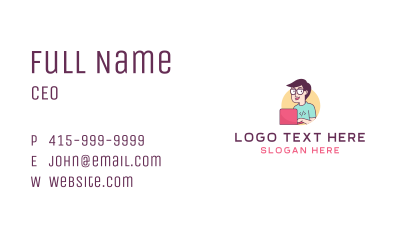 Nerd Programming Guy Business Card Image Preview