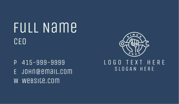 Mechanic Wrench Hand  Business Card Design Image Preview