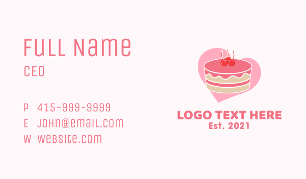 Cherry Pastry Cake Business Card Design Image Preview
