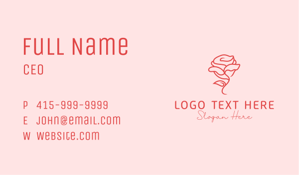 Red Monoline Rose Business Card Design Image Preview