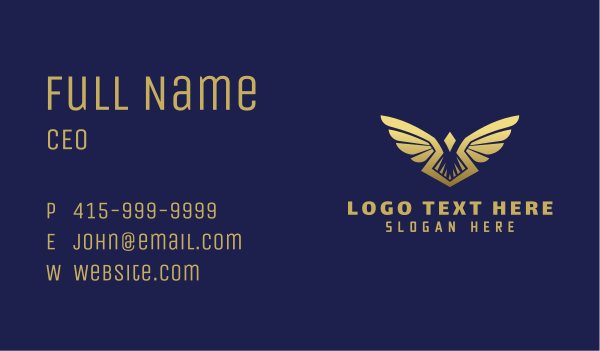 Gradient Gold Wings  Business Card Design Image Preview