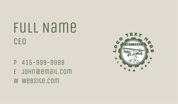 Biplane Aeronautics Mechanic Business Card Design Image Preview