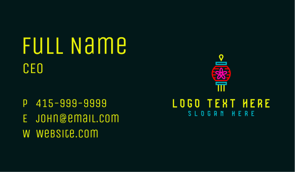 Neon Chinese Lantern Business Card Design Image Preview