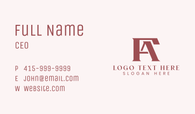 F & A Monogram Business Card Image Preview