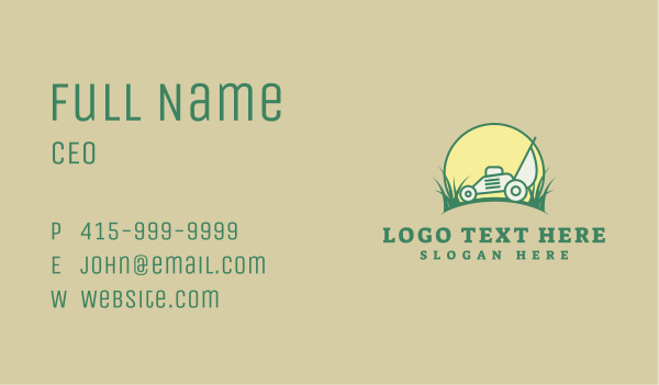 Sunset Lawn Mower Business Card Design Image Preview