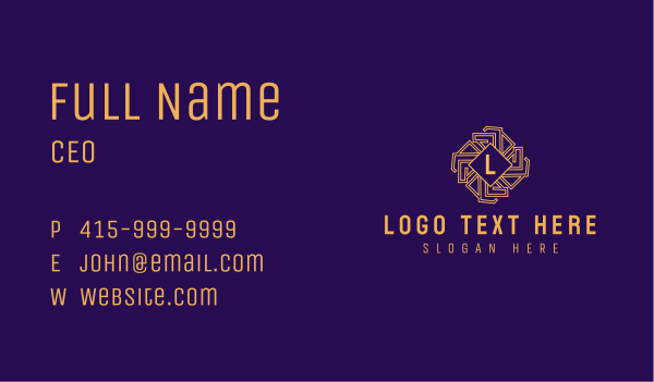 Golden Intricate Letter Business Card Design Image Preview