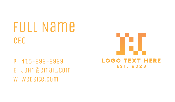Pixel Letter H Business Card Design Image Preview