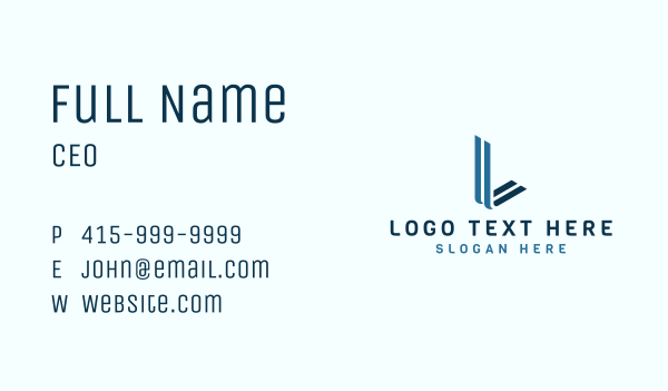 Professional Blue Letter L  Business Card Design Image Preview