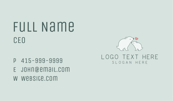Polar Bear Wildlife Zoo  Business Card Design Image Preview