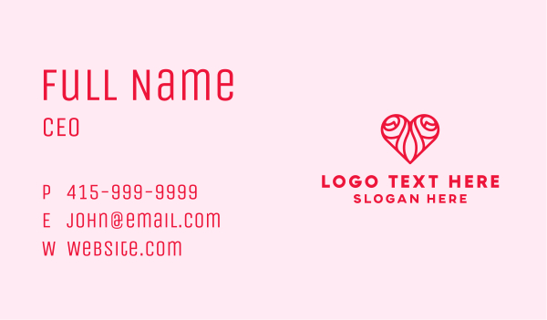 Romantic Rose Heart Business Card Design Image Preview