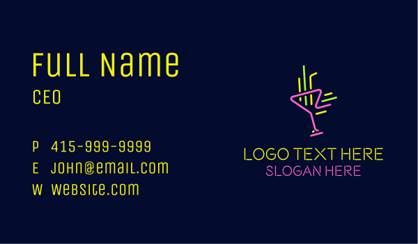 Neon Cocktail Strobe Business Card Design Image Preview