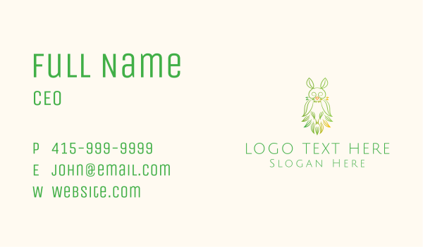 Green Leaf Owl Business Card Design Image Preview