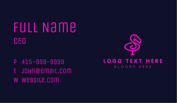 Neon Flamingo Character Business Card Design Image Preview