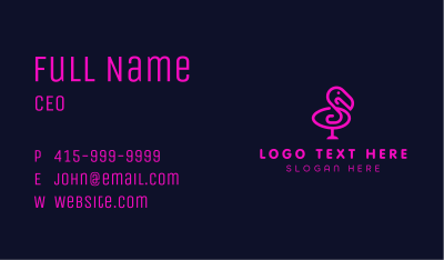 Neon Flamingo Character Business Card Image Preview