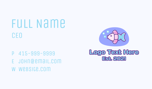 Pastel Swimming Fish  Business Card Design Image Preview