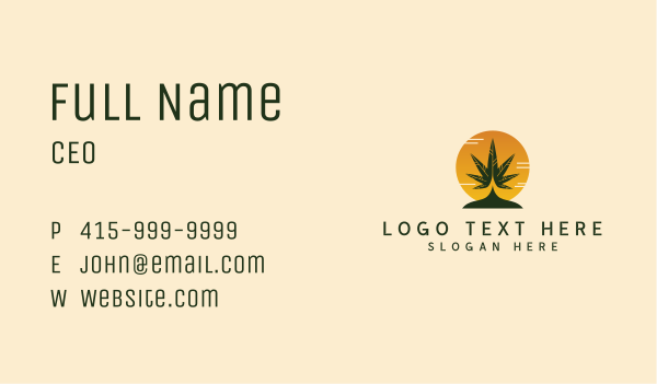Weed Leaf Sunset Business Card Design Image Preview