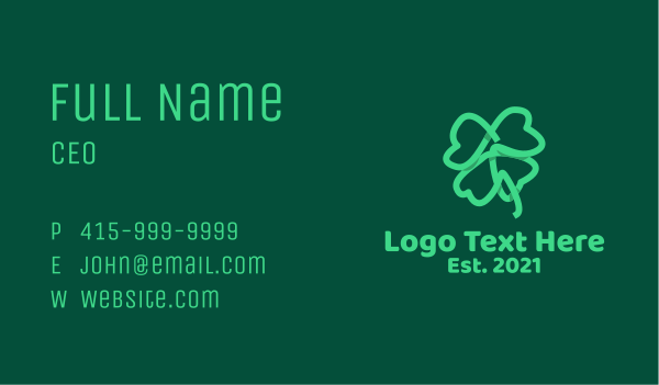 Irish Shamrock Leaf  Business Card Design Image Preview