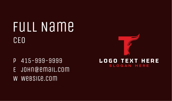 Tamaraw Horn Letter T Business Card Design Image Preview