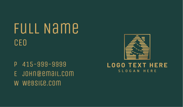 Gold House Christmas Tree Business Card Design Image Preview