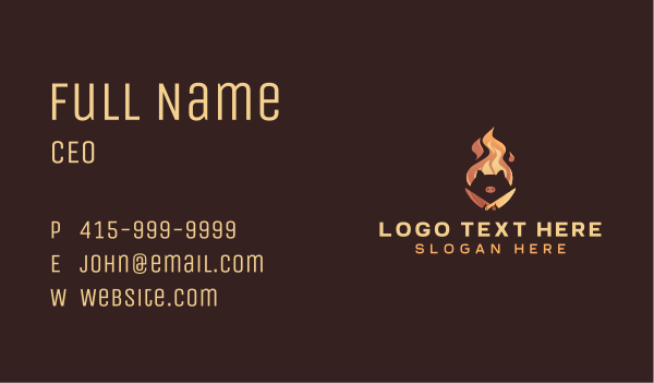 Flame BBQ Pig Business Card Design Image Preview