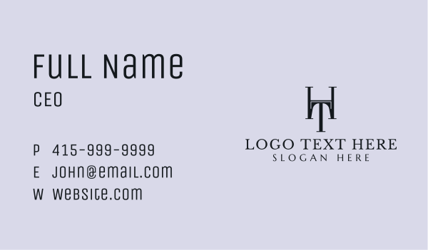 H & T Monogram Business Card Design Image Preview