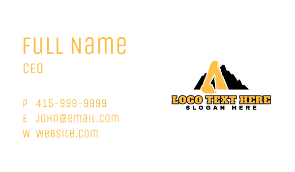 Mountain Excavation Machinery Business Card Design Image Preview